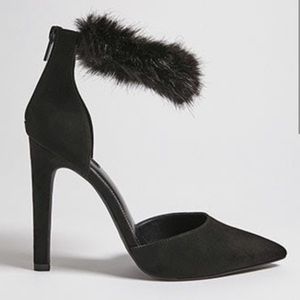 Forever 21 Faux Fur Heels - Black